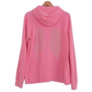 VICTORIA’S SECRET Embellished Angel Wings Pink Zip Up Hoodie Size L